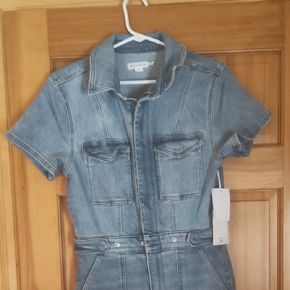 Good American Blue Denim Jumpsuit